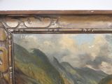 a picture of a painting of a mountain scene