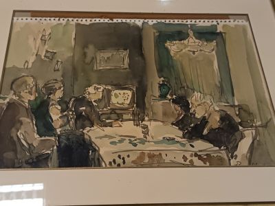 André LEGALLAIS (1921-1981) - Le repas, aquarelle signée en …