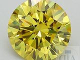 un diamant jaune est représenté sur une surface blanche