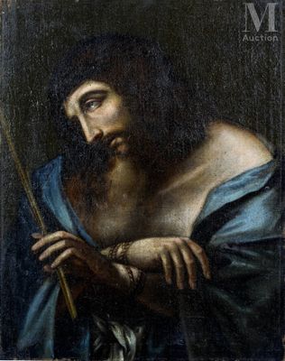 an image of a painting of jesus holding a staff