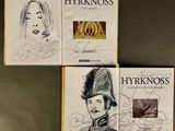 two books with drawings of a man and woman on them