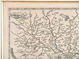 an old map of a river and a town in the middle of it