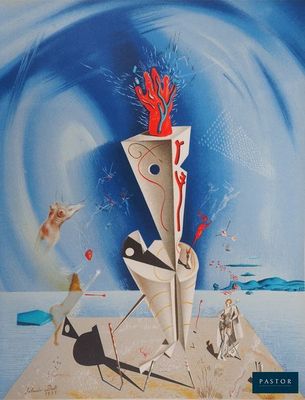 une image représentant un tableau où l'on voit un vase sur une plage