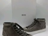 Baskets montantes pour homme « Boss » en daim gris avec semelles blanches