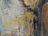a painting of a woman in a yellow dress and a man in a black suit