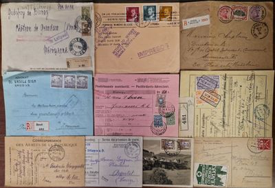 many different types of old postcards on the table