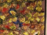 a picture of a scarf with birds and flowers on it