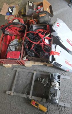 a box full of electrical equipment sitting on the floor