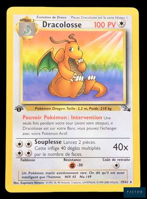 un gros plan d'une carte Pokémon représentant un dragon