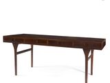 a wooden desk with two drawers on one side and two drawers on the other
