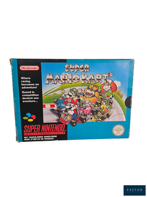 une image représentant une boîte du jeu « Mario Kart » sur Super Nintendo