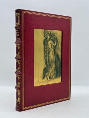 un vieux livre sur lequel figure l'image d'une femme tenant une croix