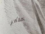 pencil drawing of a woman ' s face with the words a w white written on it