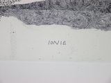 a black and white drawing of a fish with writing on it
