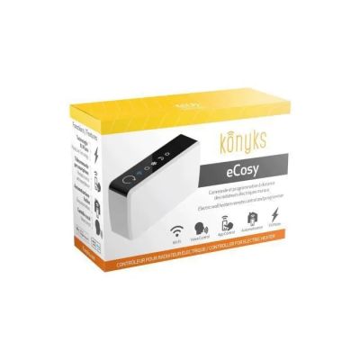 une boîte blanche sur laquelle figure un logo noir et jaune