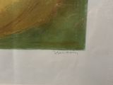 a picture of a painting of a banana on a table