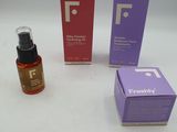 three different types of facial care products sitting on a white surface