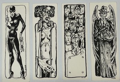 trois marque-pages en noir et blanc représentant des femmes dans différentes poses