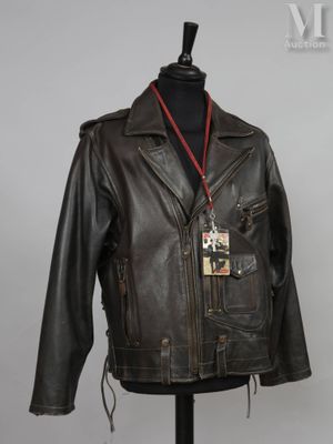 an image of a leather jacket on a mannequin stand