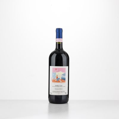 a bottle of red wine sitting on top of a table
