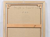 a painting of a wooden frame with a drawing on it