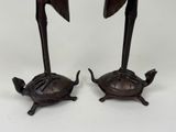 pair of bronze figurines of a turtle and a bird