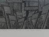 a black and white photo of a picture of a city
