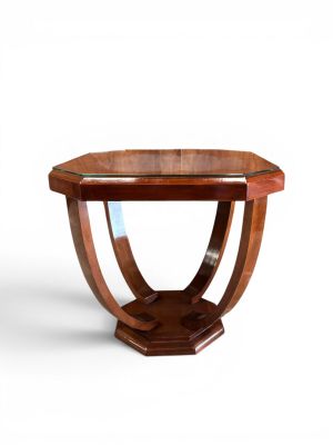 a close up of a wooden table with a glass top