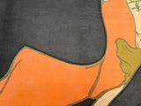 a painting on the wall of a woman with a hat