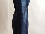 navy blue silk dress with matching jacket and skirt