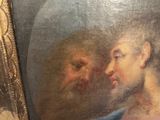 an old painting of a man and a woman with a beard
