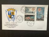 an image of a postcard with a picture of a coat of arms on it