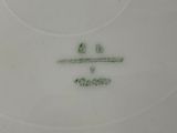 a white plate with a green design on it