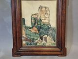 an image of a painting of a castle in a wooden frame