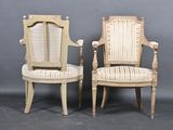 pair of 19th century french louis xvi style armchairs with upholstered seats