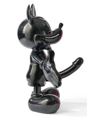 a black figurine of an elephant holding a baseball bat