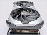 a close up of a graphics card on a white surface