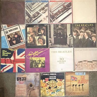 a lot of beatles albums on the floor