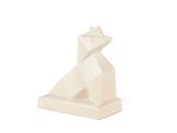 a white sculpture of a dog on a white background