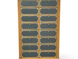 une armoire en bois comportant de nombreux tiroirs et des tiroirs superposés