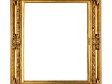 a gold picture frame on a white background