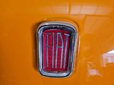 a close up of the emblem on a yellow car