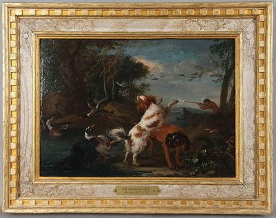 Adriaen de GRYEF (1670-1715). 'Scène de chasse au canard', H…