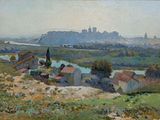 une image représentant un tableau montrant une vue d'une ville depuis une colline