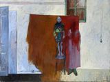 un tableau représentant un homme et une femme debout devant une fenêtre