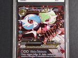 a close up of a card in a plastic case on a table