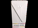 a white box with a tie on it and a black background