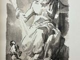 drawing of a man sitting on a throne with a child