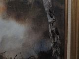 a picture of a painting of a tree by the water