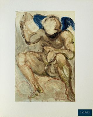 une image représentant le dessin d'un homme assis sur un canapé